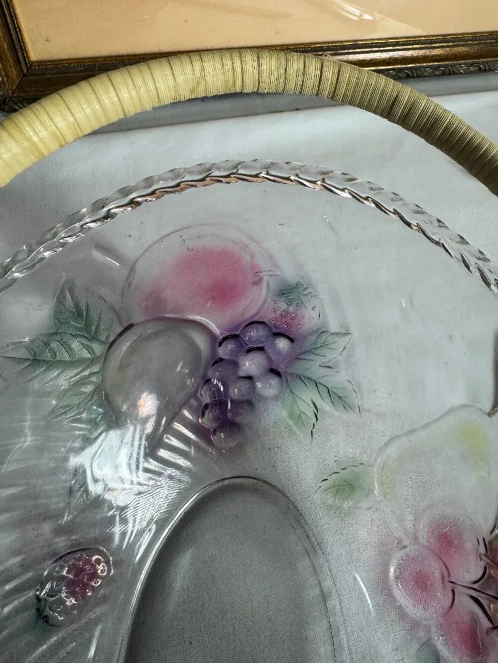 Vintage elegant stylish oval  glass fruit bowl, basket